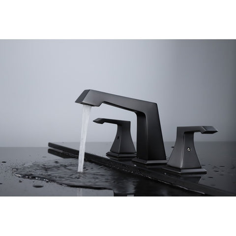 Image of Lexora Balduina Brass 3 Hole 8" Widespread Bathroom Faucet - Matte Black | LFT4011MB