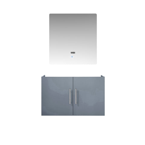 Image of Lexora Geneva Transitional Dark Grey 30" Vanity with 30" Led Mirror, no Top | LG192230DB00LM30