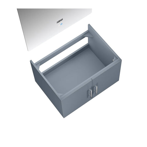 Image of Lexora Geneva Transitional Dark Grey 30" Vanity with 30" Led Mirror, no Top | LG192230DB00LM30