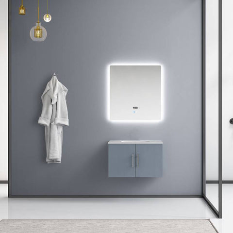 Image of Lexora Geneva Transitional Dark Grey 30" Single Sink Vanity with 30" Led Mirror | LG192230DBDSLM30