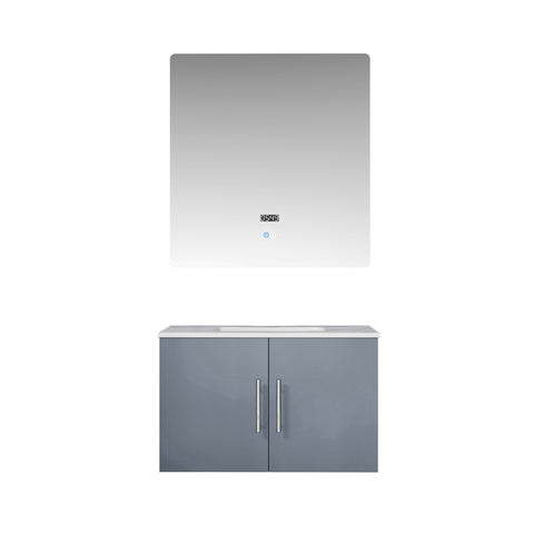 Image of Lexora Geneva Transitional Dark Grey 30" Single Sink Vanity with 30" Led Mirror | LG192230DBDSLM30