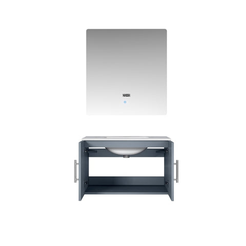 Image of Lexora Geneva Transitional Dark Grey 30" Single Sink Vanity with 30" Led Mirror | LG192230DBDSLM30