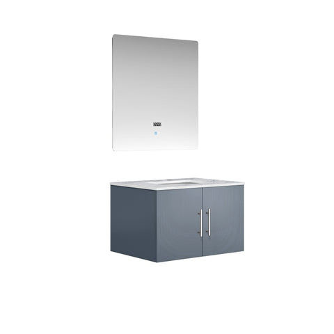 Image of Lexora Geneva Transitional Dark Grey 30" Single Sink Vanity with 30" Led Mirror | LG192230DBDSLM30