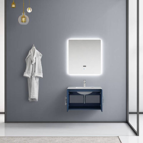 Image of Lexora Geneva Transitional Navy Blue 30" Single Sink Vanity Set | LG192230DEDSLM30F