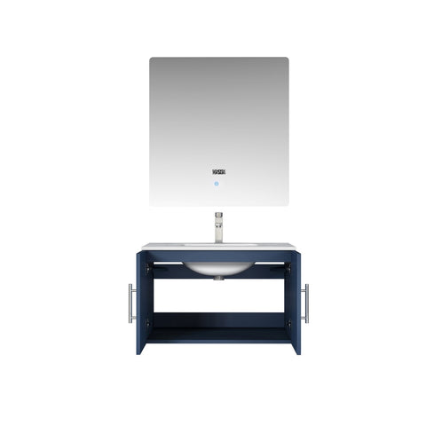 Image of Lexora Geneva Transitional Navy Blue 30" Single Sink Vanity Set | LG192230DEDSLM30F