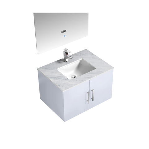 Image of Lexora Geneva Transitional Glossy White 30" Single Sink Vanity Set | LG192230DMDSLM30F