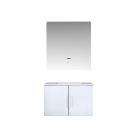 Image of Lexora Geneva Transitional Glossy White 30" Single Sink Vanity with 30" Led Mirror | LG192230DMDSLM30