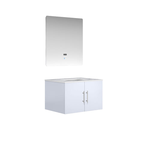 Image of Lexora Geneva Transitional Glossy White 30" Single Sink Vanity with 30" Led Mirror | LG192230DMDSLM30
