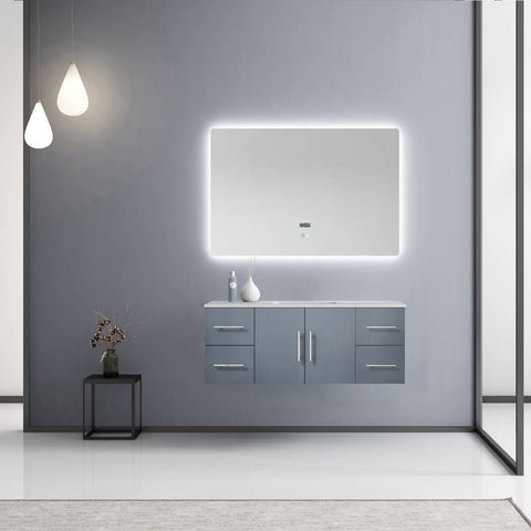 Image of Lexora Geneva Transitional Dark Grey 48" Single Sink Vanity with 48" Led Mirror | LG192248DBDSLM48