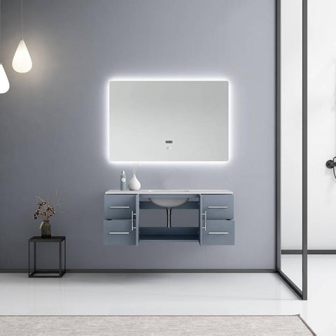 Image of Lexora Geneva Transitional Dark Grey 48" Single Sink Vanity with 48" Led Mirror | LG192248DBDSLM48