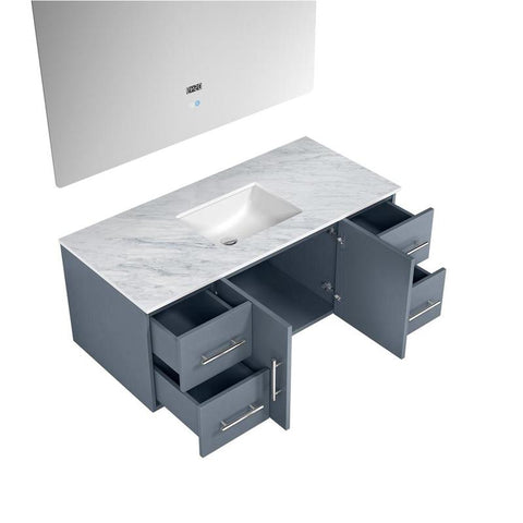 Image of Lexora Geneva Transitional Dark Grey 48" Single Sink Vanity with 48" Led Mirror | LG192248DBDSLM48