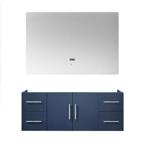 Image of Lexora Geneva Transitional Navy Blue 48" Vanity with 48" Led Mirror, no Top | LG192248DE00LM48