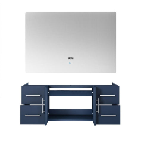 Image of Lexora Geneva Transitional Navy Blue 48" Vanity with 48" Led Mirror, no Top | LG192248DE00LM48