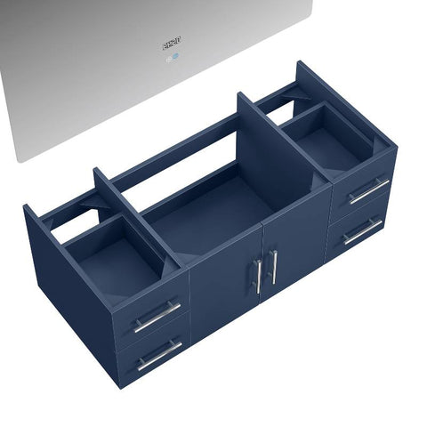 Image of Lexora Geneva Transitional Navy Blue 48" Vanity with 48" Led Mirror, no Top | LG192248DE00LM48