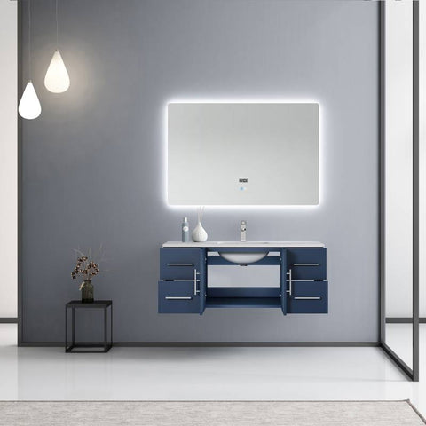 Image of Lexora Geneva Transitional Navy Blue 48" Single Sink Vanity Set | LG192248DEDSLM48F
