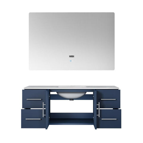 Image of Lexora Geneva Transitional Navy Blue 48" Single Sink Vanity with 48" Led Mirror | LG192248DEDSLM48