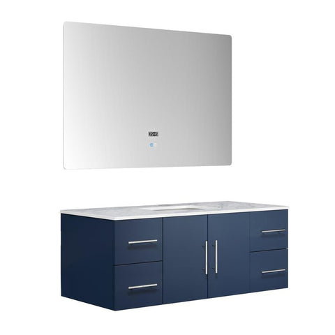 Image of Lexora Geneva Transitional Navy Blue 48" Single Sink Vanity with 48" Led Mirror | LG192248DEDSLM48