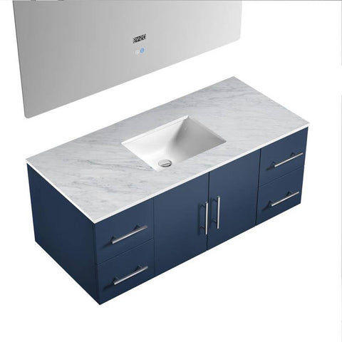 Image of Lexora Geneva Transitional Navy Blue 48" Single Sink Vanity with 48" Led Mirror | LG192248DEDSLM48