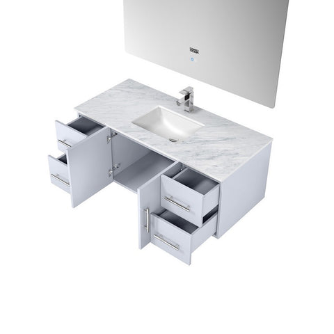 Image of Lexora Geneva Transitional Glossy White 48" Single Sink Vanity Set | LG192248DMDSLM48F