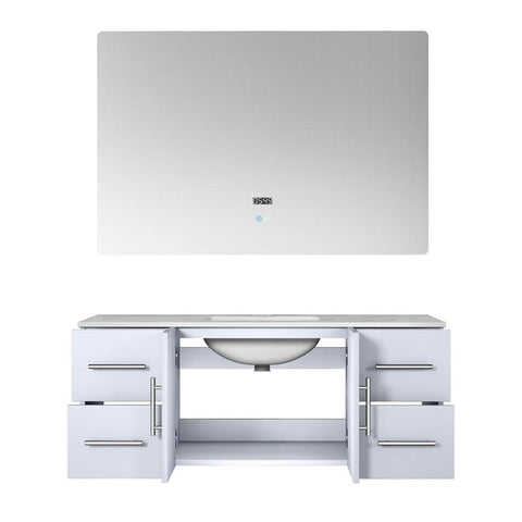 Image of Lexora Geneva Transitional Glossy White 48" Single Sink Vanity with 48" Led Mirror | LG192248DMDSLM48