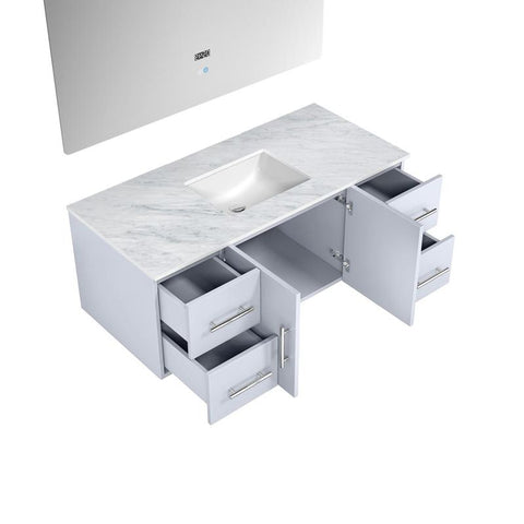 Image of Lexora Geneva Transitional Glossy White 48" Single Sink Vanity with 48" Led Mirror | LG192248DMDSLM48