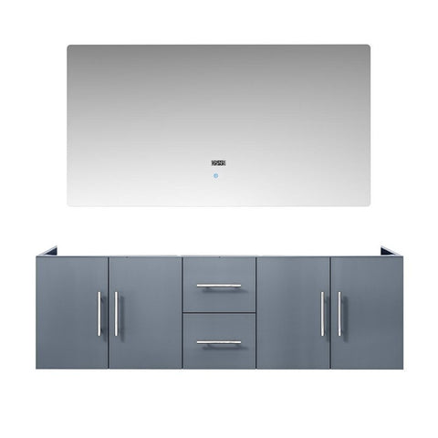 Image of Lexora Geneva Transitional Dark Grey 60" Double Sink Vanity with 60" Led Mirror, no Top | LG192260DB00LM60