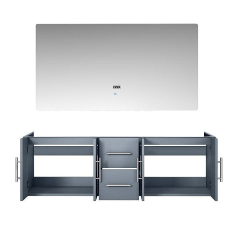 Image of Lexora Geneva Transitional Dark Grey 60" Double Sink Vanity with 60" Led Mirror, no Top | LG192260DB00LM60
