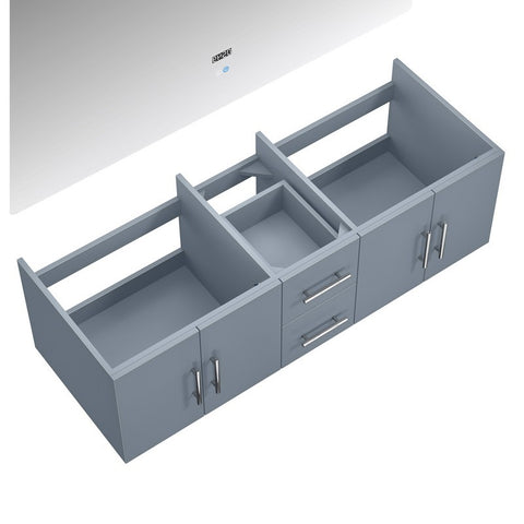 Image of Lexora Geneva Transitional Dark Grey 60" Double Sink Vanity with 60" Led Mirror, no Top | LG192260DB00LM60