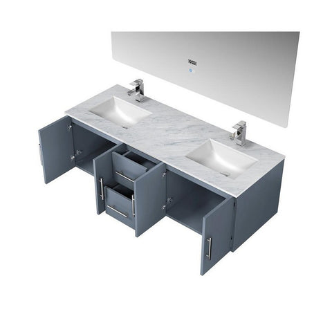 Image of Lexora Geneva Transitional Dark Grey 60" Double Sink Vanity Set | LG192260DBDSLM60F