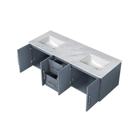 Image of Lexora Geneva Transitional Dark Grey 60" Double Sink Vanity with 60" Led Mirror | LG192260DBDSLM60