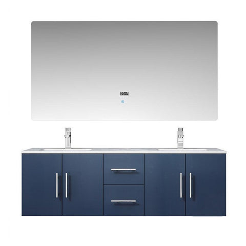 Image of Lexora Geneva Transitional Navy Blue 60" Double Sink Vanity Set | LG192260DEDSLM60F