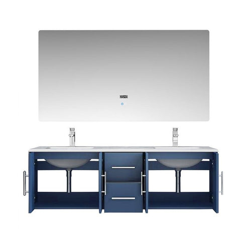 Image of Lexora Geneva Transitional Navy Blue 60" Double Sink Vanity Set | LG192260DEDSLM60F