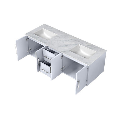 Image of Lexora Geneva Transitional Glossy White 60" Double Sink Vanity | LG192260DMDS000