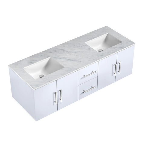 Image of Lexora Geneva Transitional Glossy White 60" Double Sink Vanity | LG192260DMDS000