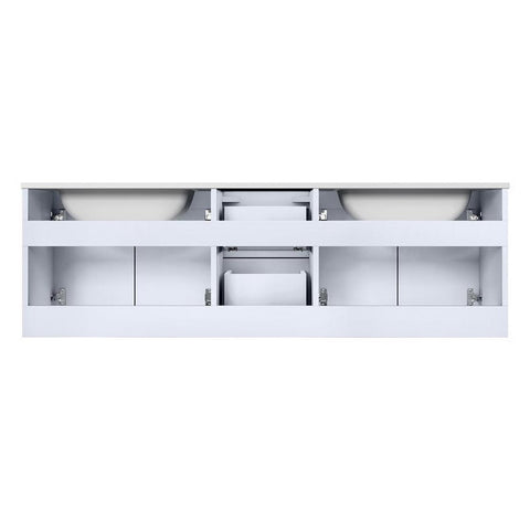 Image of Lexora Geneva Transitional Glossy White 60" Double Sink Vanity Set | LG192260DMDSLM60F