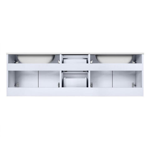 Image of Geneva Transitional Glossy White 60" Double Sink Vanity with 60" Led Mirror | LG192260DMDSLM60
