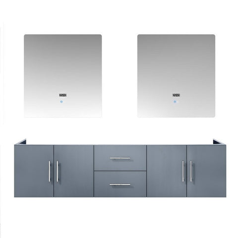 Image of Lexora Geneva Transitional Dark Grey 72" Double Sink Vanity with 30" Led Mirror, no Top | LG192272DB00LM30