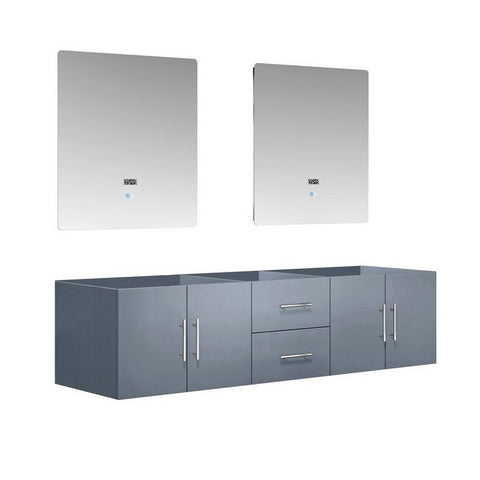 Image of Lexora Geneva Transitional Dark Grey 72" Double Sink Vanity with 30" Led Mirror, no Top | LG192272DB00LM30