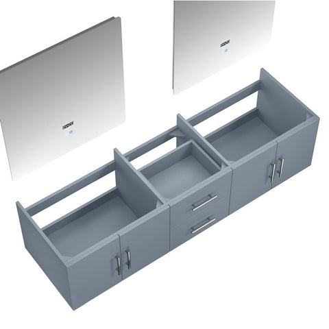 Image of Lexora Geneva Transitional Dark Grey 72" Double Sink Vanity with 30" Led Mirror, no Top | LG192272DB00LM30