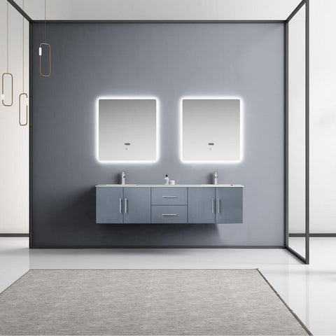 Image of Lexora Geneva Transitional Dark Grey 72" Double Sink Vanity Set | LG192272DBDSLM30F