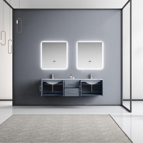 Image of Lexora Geneva Transitional Dark Grey 72" Double Sink Vanity Set | LG192272DBDSLM30F