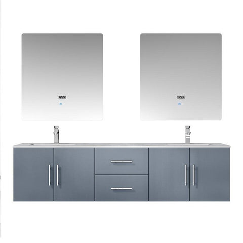 Image of Lexora Geneva Transitional Dark Grey 72" Double Sink Vanity Set | LG192272DBDSLM30F