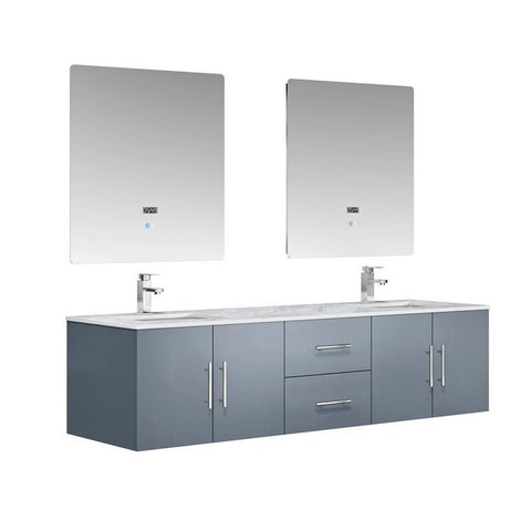 Image of Lexora Geneva Transitional Dark Grey 72" Double Sink Vanity Set | LG192272DBDSLM30F