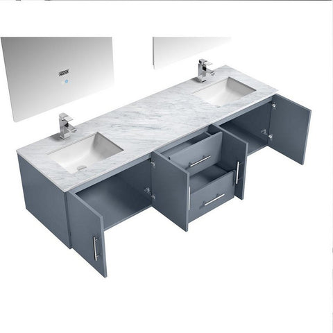 Image of Lexora Geneva Transitional Dark Grey 72" Double Sink Vanity Set | LG192272DBDSLM30F