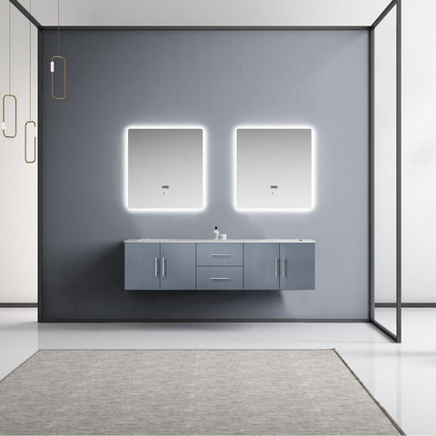 Image of Geneva Transitional Dark Grey 72" Double Sink Vanity with 30" Led Mirrors | LG192272DBDSLM30