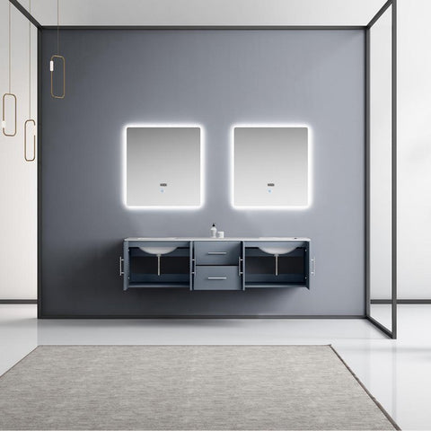 Image of Geneva Transitional Dark Grey 72" Double Sink Vanity with 30" Led Mirrors | LG192272DBDSLM30