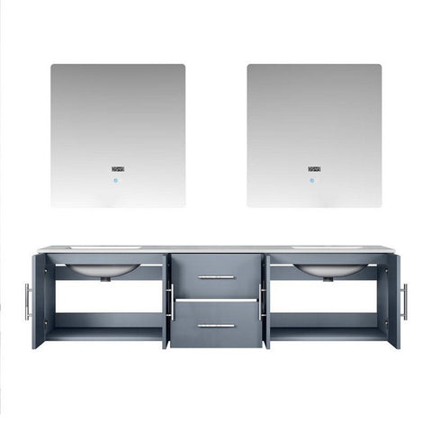 Image of Geneva Transitional Dark Grey 72" Double Sink Vanity with 30" Led Mirrors | LG192272DBDSLM30