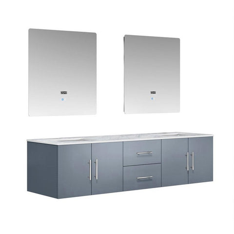 Image of Geneva Transitional Dark Grey 72" Double Sink Vanity with 30" Led Mirrors | LG192272DBDSLM30