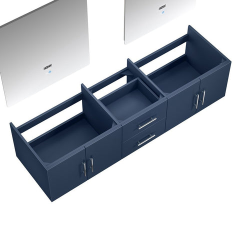 Image of Lexora Geneva Transitional Navy Blue 72" Double Sink Vanity with 30" Led Mirrors, no Top | LG192272DE00LM30