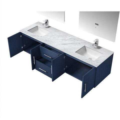 Image of Lexora Geneva Transitional Navy Blue 72" Double Sink Vanity Set | LG192272DEDSLM30F